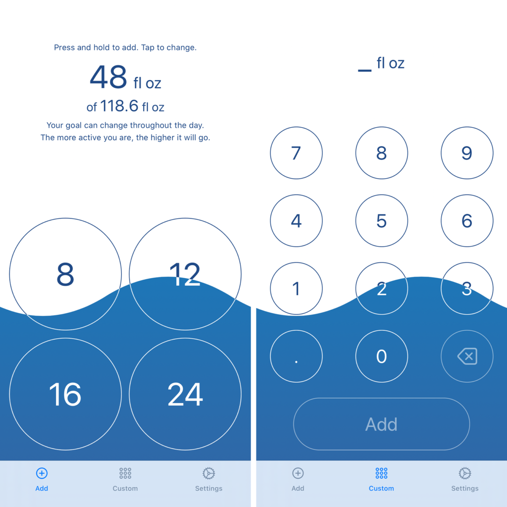Screenshots of Fluidics, in the 'Quick Add' and 'Custom Add' views.