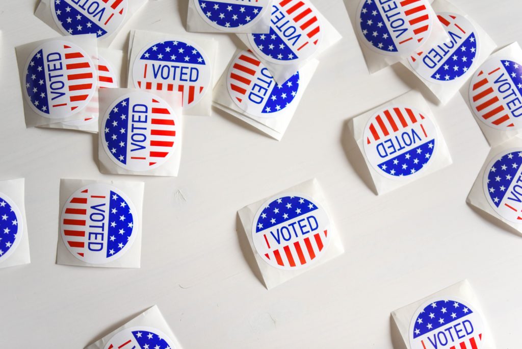 Photograph of 'I Voted' stickers.