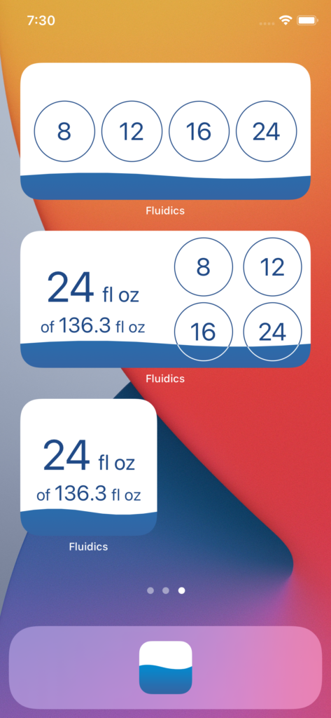 Screenshot showing all three of the new widget styles in Fluidics 2.1