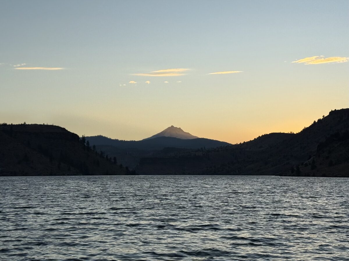 Photograph of sunset taken from Lake Billy Chinook